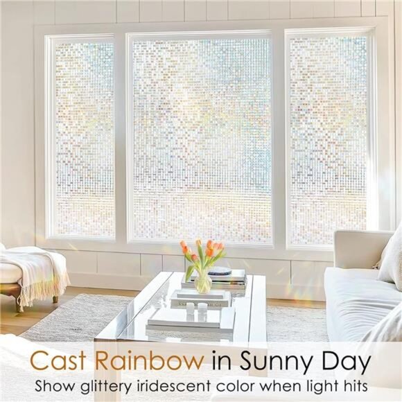 Window Privacy Film Stained Glass Window Film, Mosaic Rainbow - Picture 2 of 7